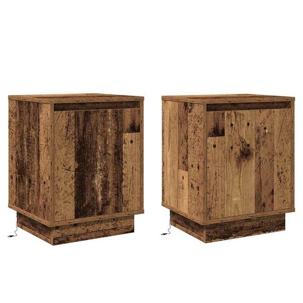 vidaXL Bedside Cabinet 2 pcs Old Wood 39 x 34.5 x 50 cm