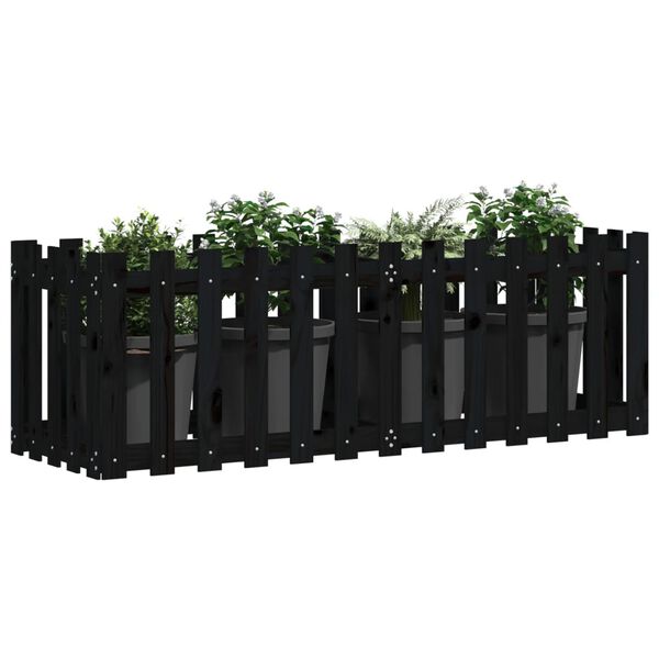 vidaXL Garden Raised Bed with Fence Design Black 150x50x50 cm Solid Wood Pine