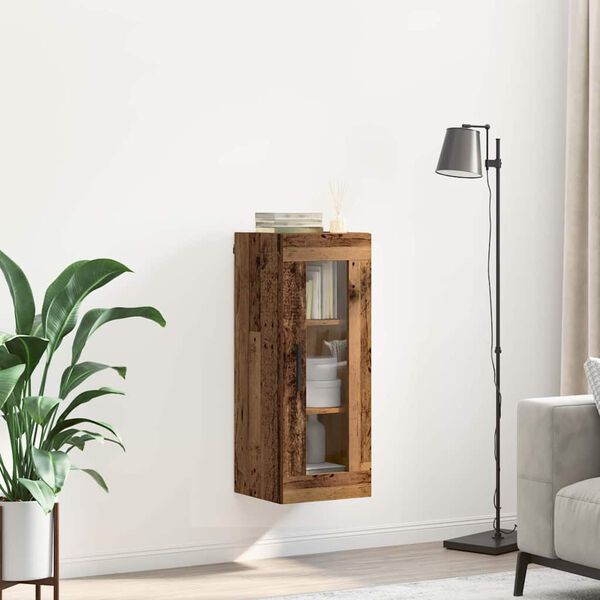 vidaXL Wall Mounted Cabinet Old Wood 34.5 x 34 x 90 cm