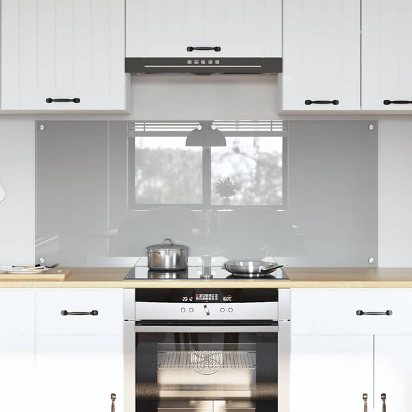 vidaXL Kitchen Backsplash 2 pcs Light Grey 70 x 60 cm Tempered Glass
