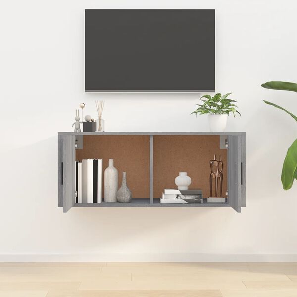 vidaXL Wall Mounted TV Cabinet Grey Sonoma 100x34.5x40 cm