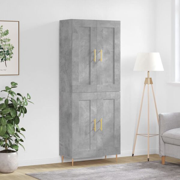 vidaXL Highboard Concrete Grey 69.5x34x180 cm Engineered Wood