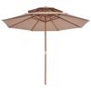 vidaXL Double Decker Garden Parasol with Wooden Pole 270 cm Taupe
