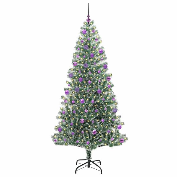 vidaXL Artificial Christmas Tree Snow Flocked with LED Light 210 cm