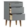 vidaXL Bedside Cabinet MOLDE Grey 40x35x65 cm Solid Wood Pine