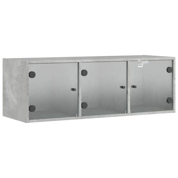 vidaXL Wall Cabinet with Glass Doors Concrete Grey 102x37x35 cm