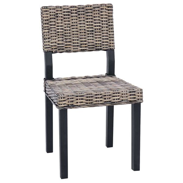 vidaXL Dining Chair 2 pcs Black Wash 46 x 55 x 84 cm Kubu Rattan