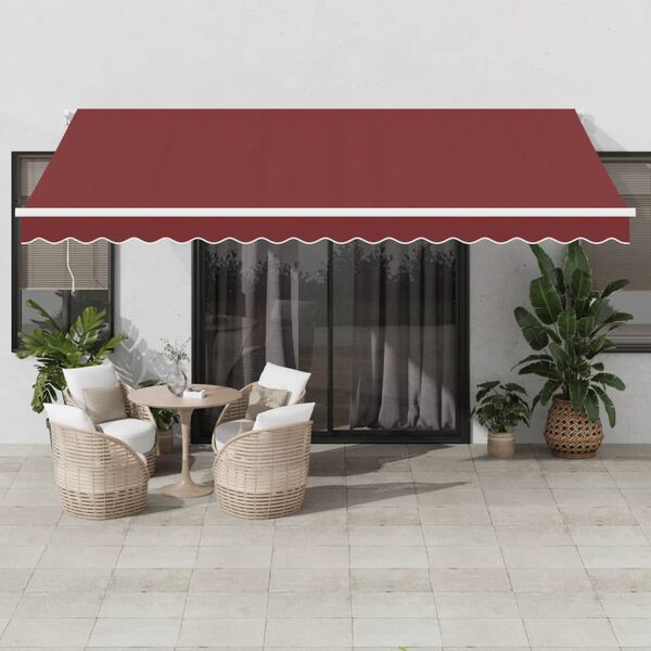 vidaXL Automatic Retractable Awning with LED Burgundy 450x350 cm