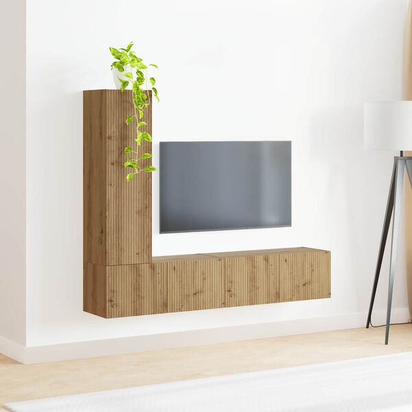 vidaXL TV Cabinet Set Wall-mounted 2 pcs Artisan Oak Engineered Wood