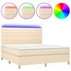 vidaXL Box Spring Bed with Mattress&LED Cream 180x200 cm Fabric
