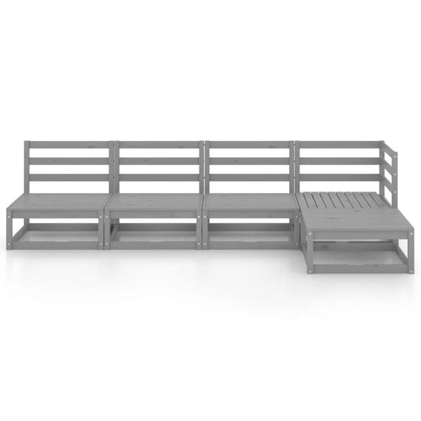 vidaXL 5 Piece Garden Lounge Set Grey Solid Wood Pine