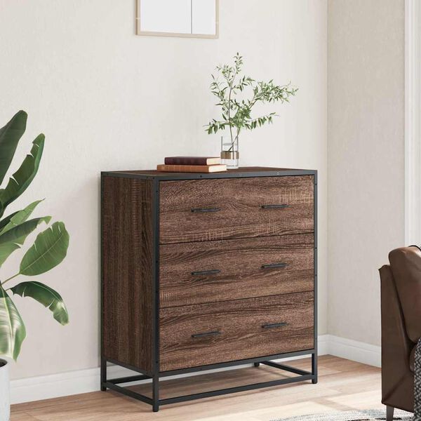 vidaXL Sideboard Brown Oak 68x35x76 cm Engineered Wood and Metal