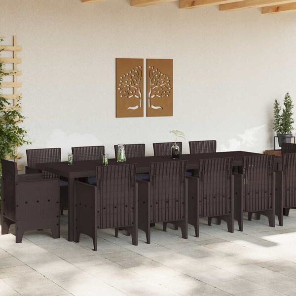 vidaXL Garden Dining Set with Cushions 13 pcs Brown and Anthracite