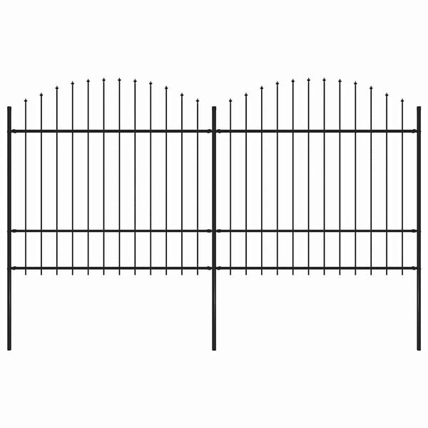 vidaXL Garden Fence with Spear Top Steel 359x175 cm Black