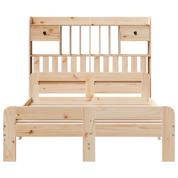 vidaXL Bookcase Bed without Mattress 135x190 cm Double Solid Wood Pine