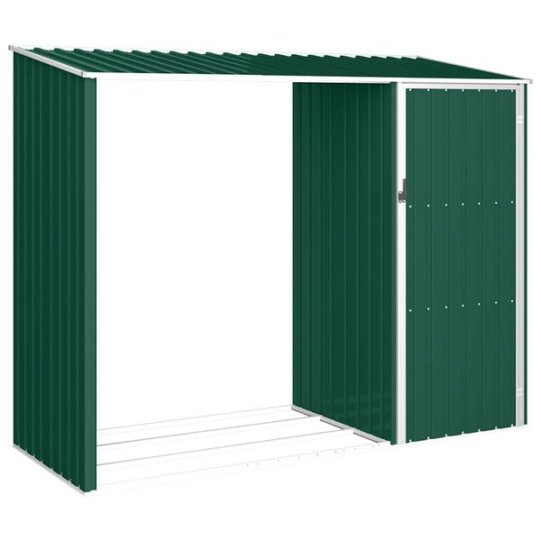 vidaXL Garden Firewood Shed Green 245x98x159 cm Galvanised Steel