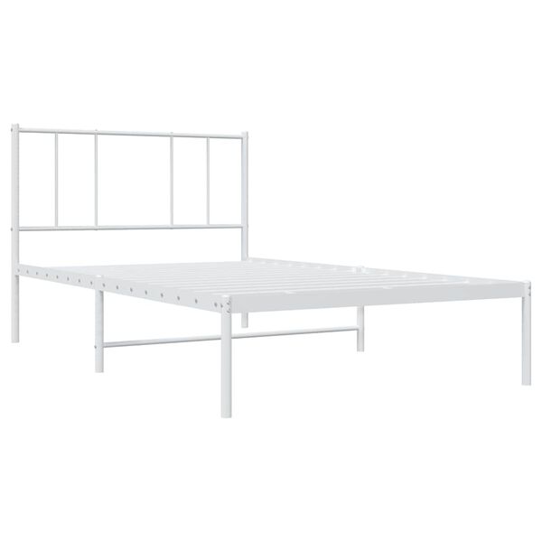 vidaXL Metal Bed Frame without Mattress with Headboard White 75x190cm