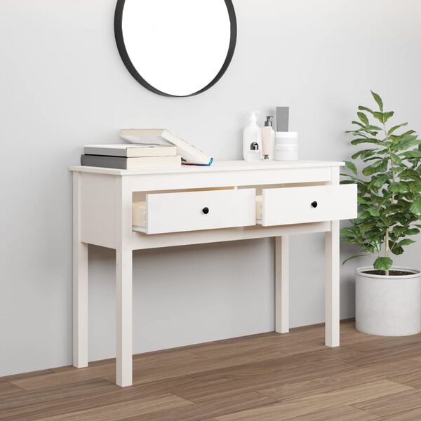 vidaXL Console Table White 100x35x75 cm Solid Wood Pine