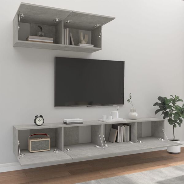 vidaXL 3 Piece TV Cabinet Set Concrete Grey Engineered Wood