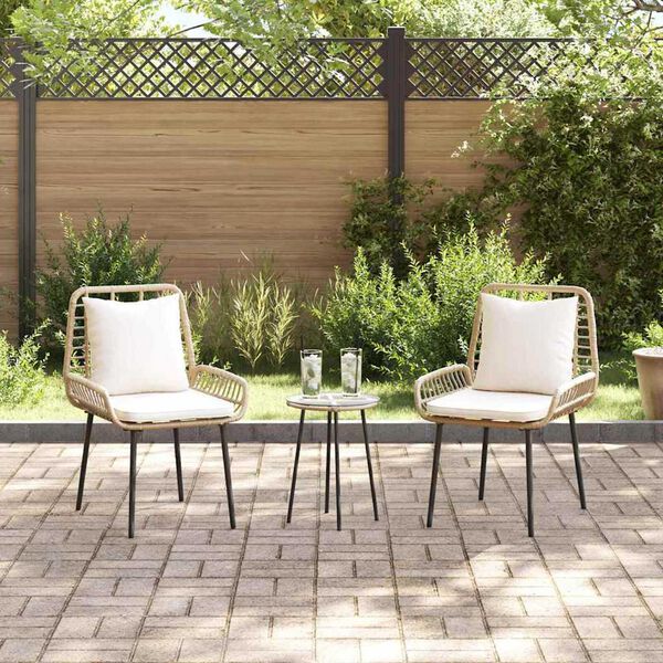 vidaXL Garden Dining Set 3 pcs Brown and Black and Cream