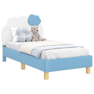 vidaXL Toddler Bed Frame with Headboard Blue 70 x 140 cm PU