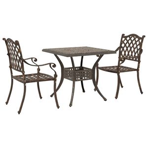 vidaXL Garden Table Set 3 pcs Bronze Cast Aluminium