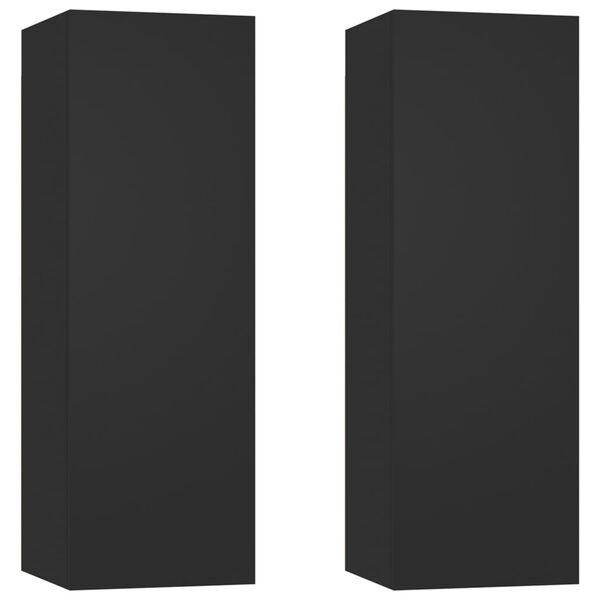 vidaXL TV Cabinets 2 pcs Black 30.5x30x90 cm Engineered Wood