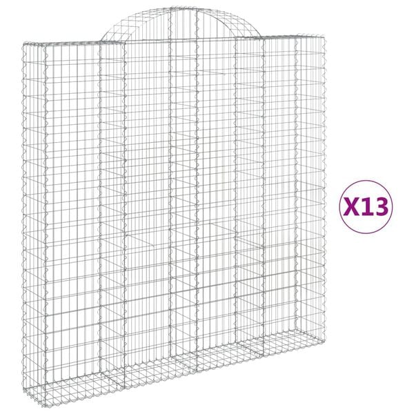 vidaXL Arched Gabion Baskets 13 pcs 200x30x200/220 cm Galvanised Iron