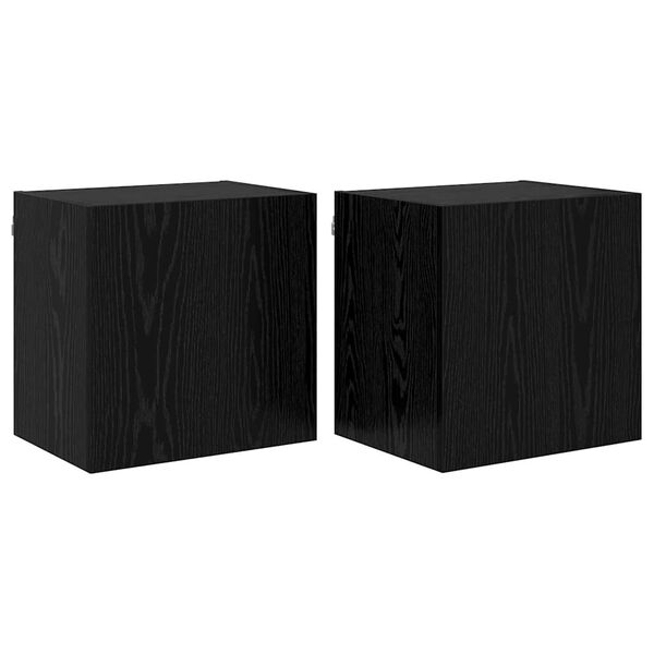 vidaXL TV Wall Cabinets Wall-mounted 2 pcs Black Oak 40.5 x 30 x 40 cm