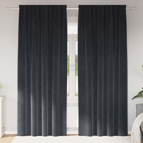 vidaXL Blackout Curtains 2 pcs Dark Grey 140 x 260 cm Velvet