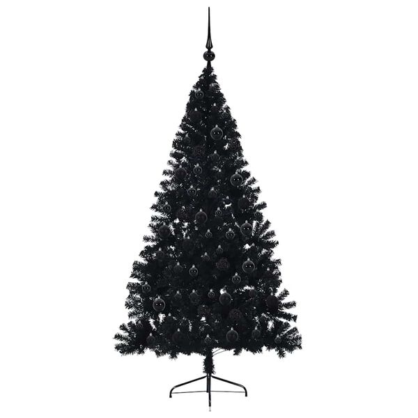 vidaXL Artificial Pre-lit Christmas Tree Black 180 cm PVC