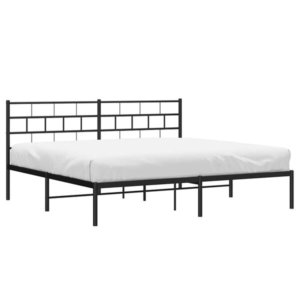 vidaXL Metal Bed Frame without Mattress with Headboard Black 183x213cm