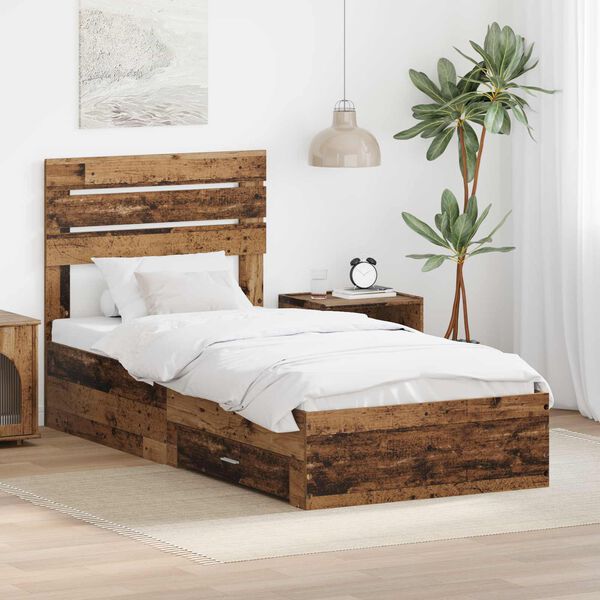 vidaXL Bed Frame with Drawer with Headboard Manual Engineered Wood