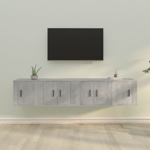 vidaXL 4 Piece TV Cabinet Set Concrete Grey Engineered Wood
