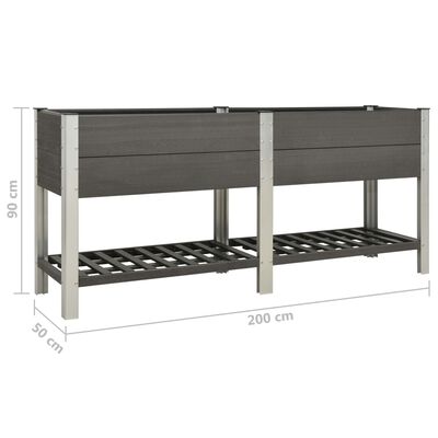 vidaXL Garden Raised Bed with Shelf 200x50x90 cm WPC Grey