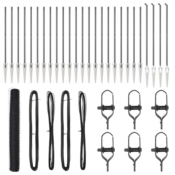 vidaXL Fence Post Grey 50 x 1.4 m (36 mm mesh) Steel and PVC