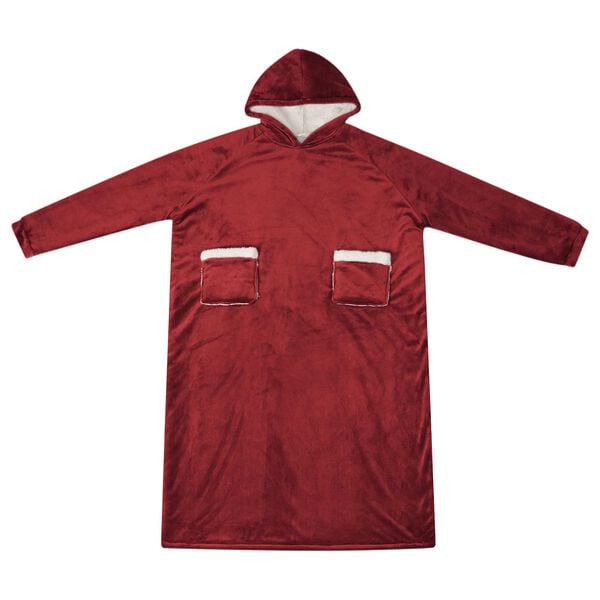 vidaXL Blanket Hoodie Bordeaux Red 130 x 82 cm Fleece and Flannel