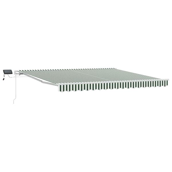 vidaXL Retractable Awning Manual Green and White 400 x 300 cm