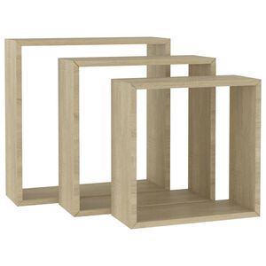 vidaXL Wall Cube Shelves 3 pcs Sonoma Oak
