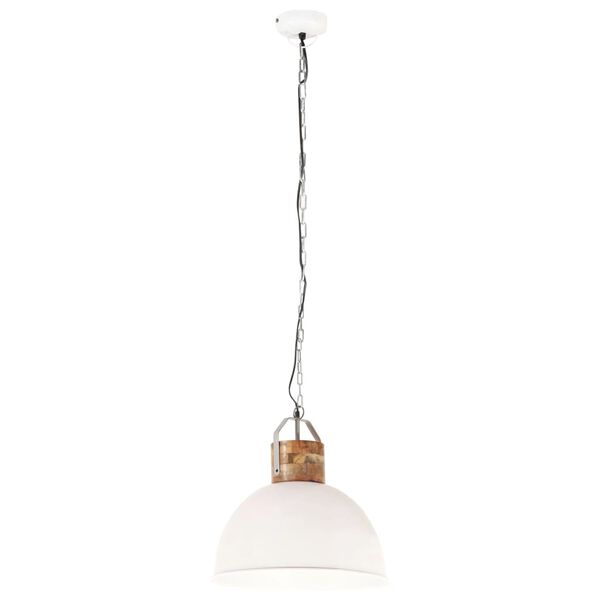 vidaXL Industrial Hanging Lamp White Round 51 cm E27 Solid Mango Wood