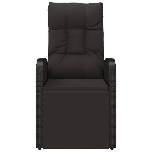 vidaXL Reclining Garden Chair with Cushions Black Poly Rattan