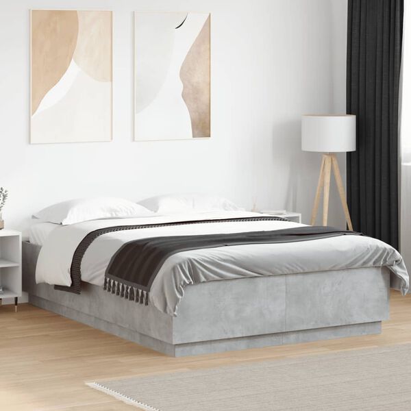 vidaXL Bed Frame without Mattress Concrete Grey 160x200 cm