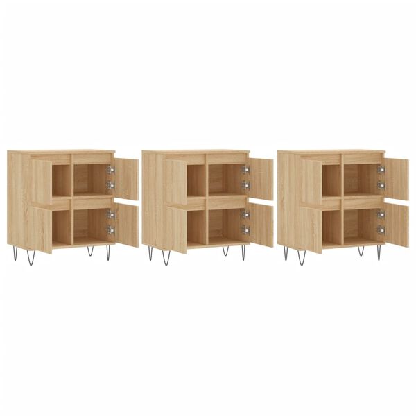 vidaXL Sideboards 3 pcs Sonoma Oak Engineered Wood