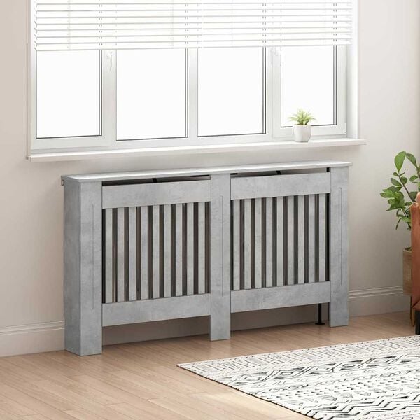 vidaXL Radiator Cover Concrete Grey 152 x 19 x 81.5 cm Engineered Wood