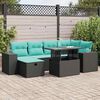vidaXL 7 Piece Garden Sofa Set with Cushions Grey Poly Rattan Acacia