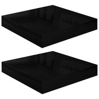 vidaXL Floating Wall Shelves 2 pcs High Gloss Black 23x23.5x3.8 cm MDF