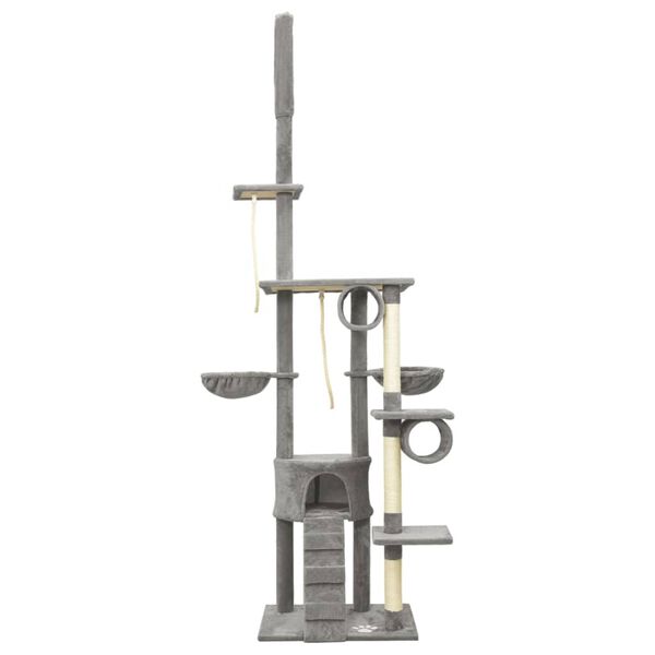 vidaXL Floor to Ceiling Cat Tree Grey 220-240 cm