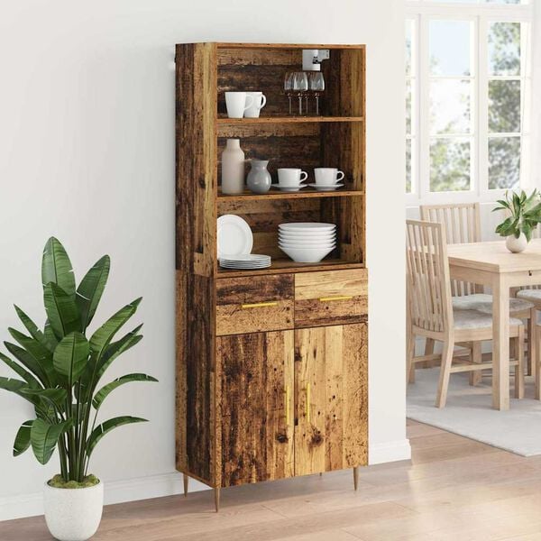 vidaXL Highboard Old Wood 69.5 x 34 x 180 cm Engineered Wood