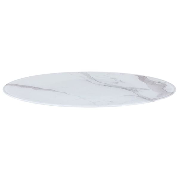 vidaXL Table Top White &Oslash;80 cm Glass with Marble Texture