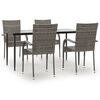 vidaXL Garden Dining Set | Grey | PE rattan, powder-coated steel, tempered glass